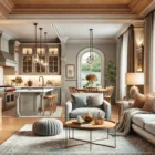 A modern living room featuring hardwood floors and stylish area rugs Flooring Installation